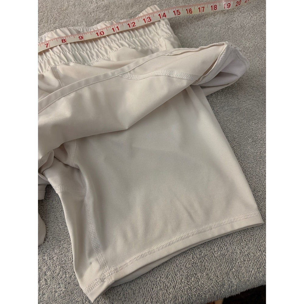 Avia Womens White 2-in-1 Running Shorts Smocked Waist Zipper Pocket Size S 4-6 - Picture 2 of 5